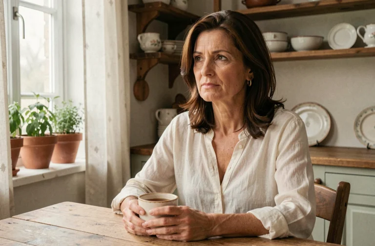 Véronique Jacquier dans un cadre intimiste de cuisine, évoquant sa vie privée et familiale